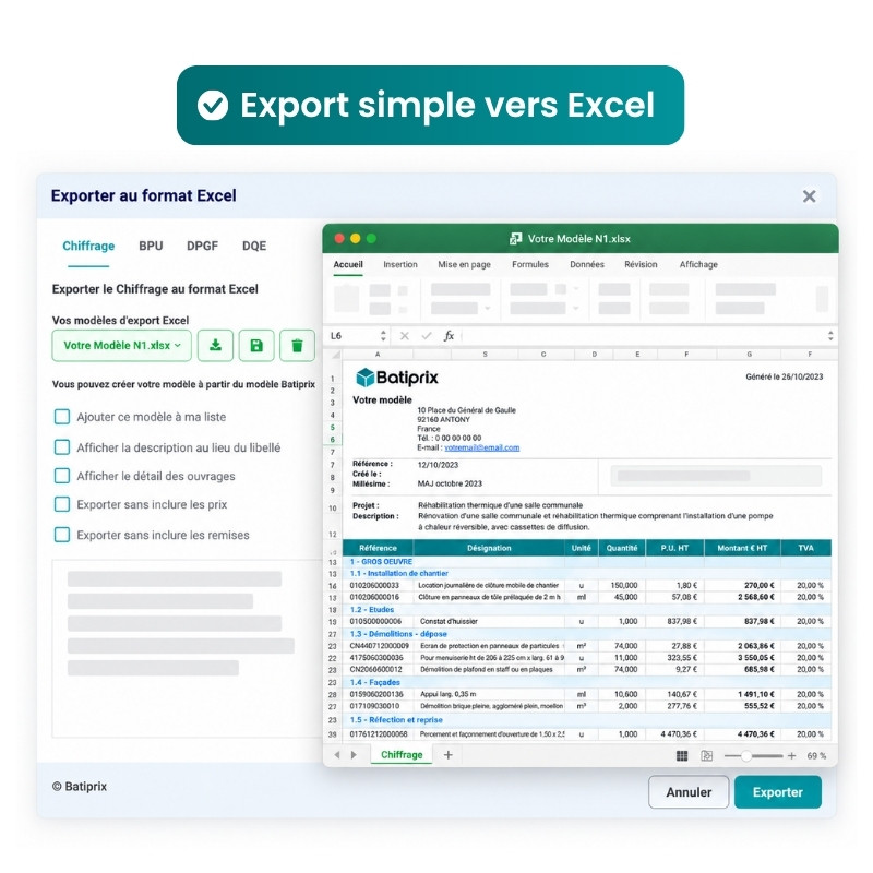 Export simple vers Excel
