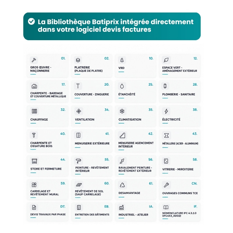 Batiprix Data & Costructor PRO - Par lot - nomenclature