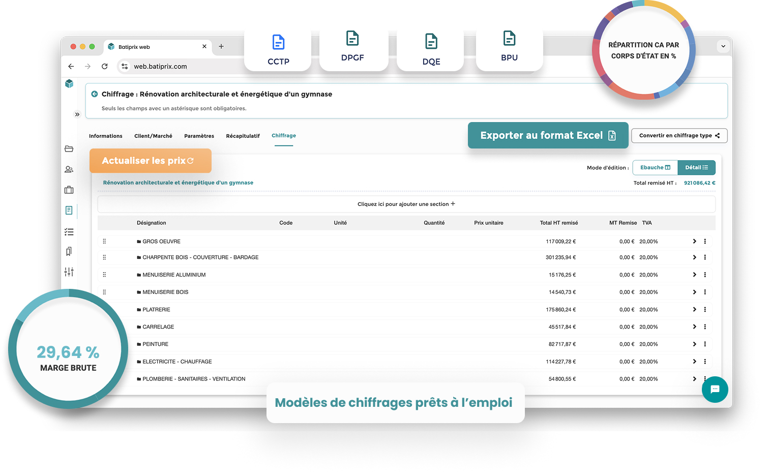 fonctionnalité du produit Batiprix chiffrage