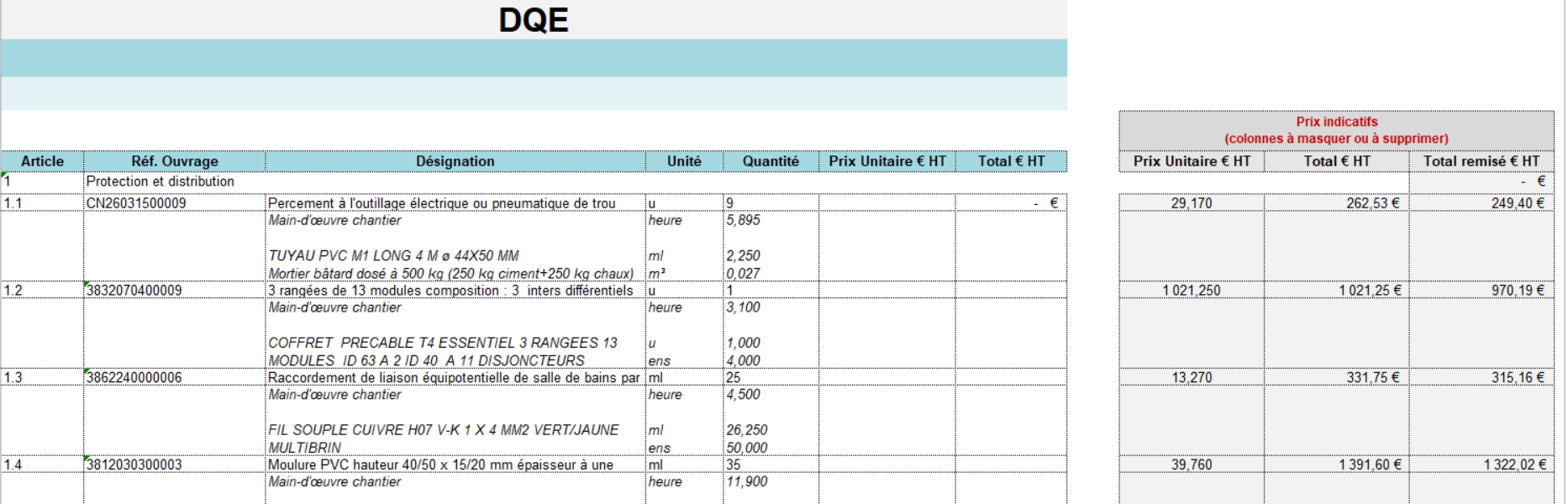 exemple de DQE