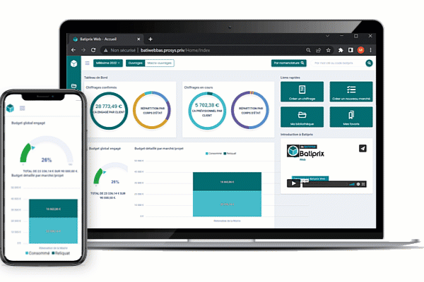 Batiprix Web - en image - tableaux de bord