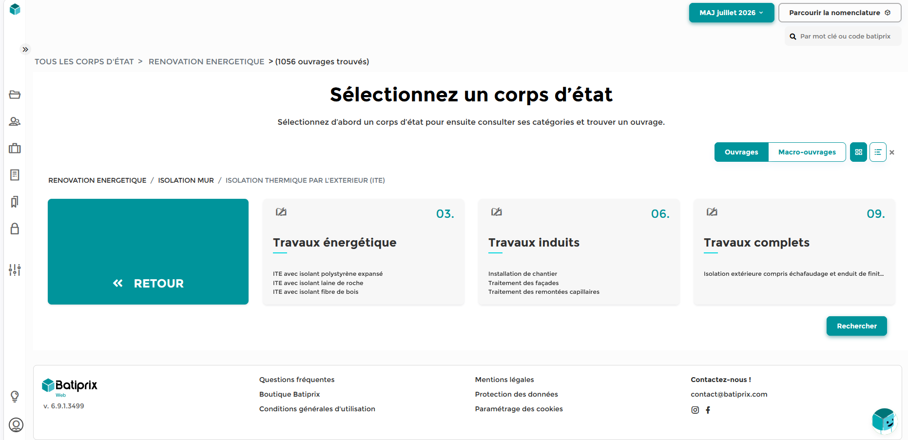 detail nomenclature avec travaux induit